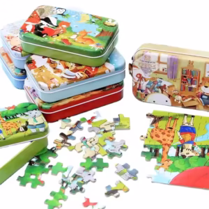 2025 Wooden Animal Jigsaw Puzzle – 60‑Piece Montessori Set in Tin Box
