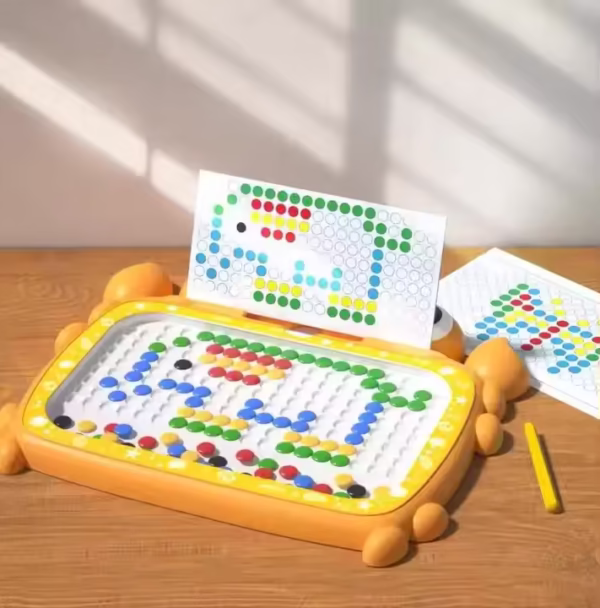 Magnetic Dot Art Doodle Board – Montessori Drawing Toy for Toddlers with Beads & Pen - Image 2